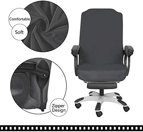 SARAFLORA Office Chair Cover- Medium, Grey- Removable Computer Chair Cover for Office Chair with Zipper for Universal Rotating Chair Desk Chair Cover Chair Seat Washable Protector for Pets