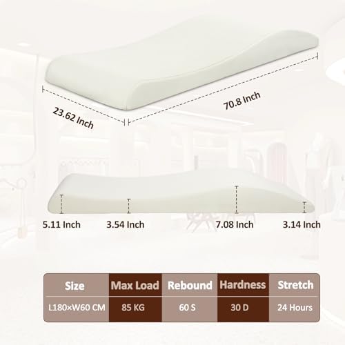 Ergonomic Lash Bed Topper,Esthetician Curvy Massage Table Pad,70.8"x23.6"