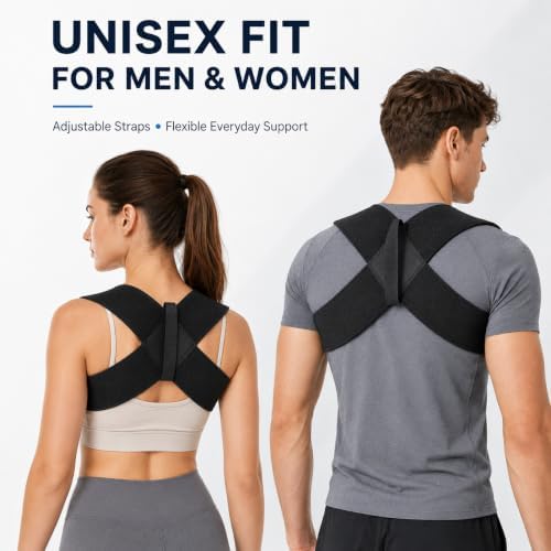 Posture Corrector for Men and Women, Adjustable Breathable Back Brace, Upper Back Shoulder Support Belt, Comfortable Posture Reminder for Office, Gym, Daily Wear，Medium