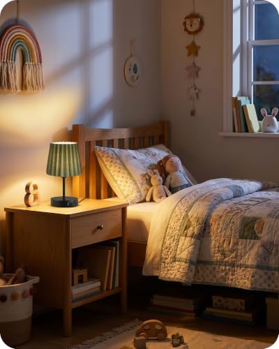 Small Bedside Table Lamps Set of 2, Touch Dimmable Table Lamps with USB Ports, Nightstand Lamps with 2 Stepless Dimming LED Bulbs, E26 Base, for Bedroom, Study, Black and Green J16TLP205