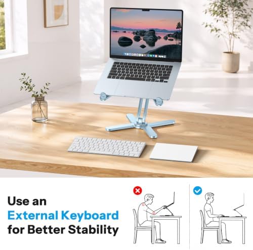 OMOTON LA10 360° Rotating Laptop Stand Riser Foldable for Desk, Sky Blue