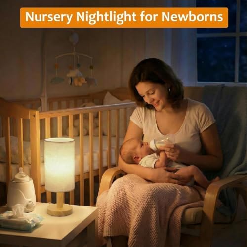 Touch Bedside Table Lamps Set of 2 with Stepless Dimming, USB Powered
