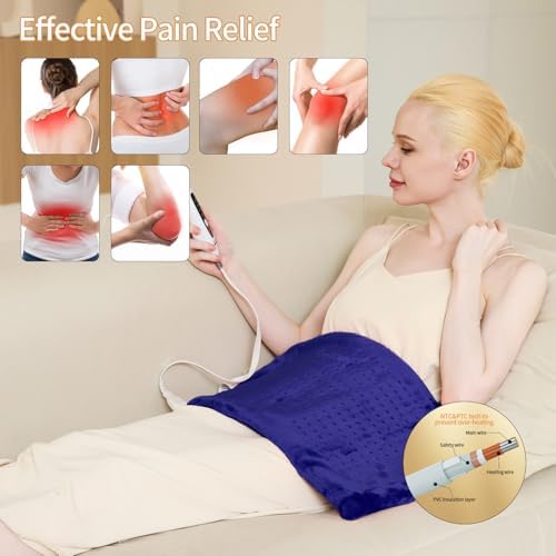 Massaging Weighted Heating Pad for Back and Shoulders,12"*24",Dark Blue
