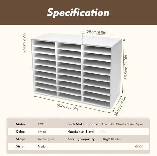 27 Slot Literature Organizer – Desktop File Sorter for Office, Classroom