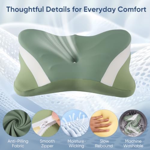 Cervical Neck Pillow, Memory Foam Contour Pillow, Queen