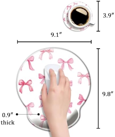 Ergonomic Mouse Pad with Wrist Support,Mouse Pad with Wrist Rest,Relieve Wrist Pain Mousepad Non-Slip Rubber Base,Mouse Pads for Desk,Computers,Laptop,Office,Home,Accessories Cute Pink Bow