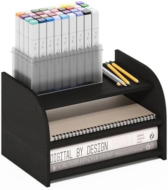 Furinno Classic 3-Tier Monitor Riser, Desk Organizers, Black Espresso