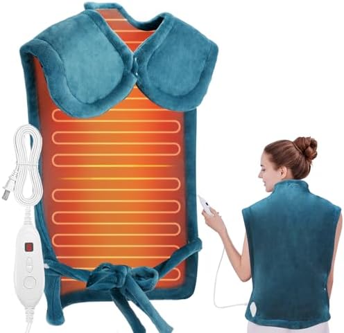 DAILYLIFE Heating Pad for Neck and Shoulders and Back, Electric Heating Pad for Back Pain Relife, 6 Heating Settings, UL Certified with Overheating Protection and Machine Washable, 26"x35", Blue