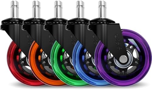 The Office Oasis Original Office Chair Wheels (As Seen On PBS), Rainbow