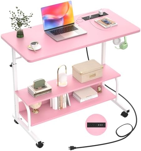 Armocity 32" Rolling Standing Desk with Charging Station for Couch Bed