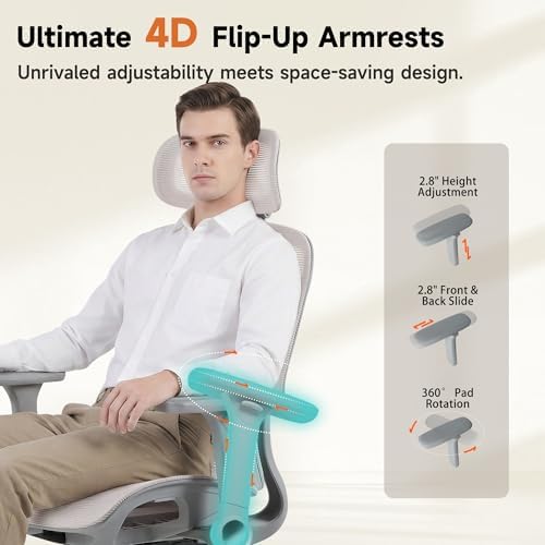Korser Ergonomic Mesh Office Chair with Footrest, Big and Tall Desk Chair with 4D Flip-Up Arms, Auto-Tracking Lumbar Support, 3D Headrest, High Back Computer Gaming Chair for Home Office, Pink