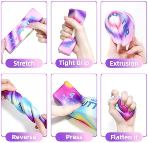 2 Pcs Rainbow Butter Squishy Stick , Super Soft Slow Rising Fidget Squeeze Toy, Colorful Sensory Stress Relief Desk Toy for Home, Office, Travel, Novelty Anxiety Relief Toy for Kids & Adults