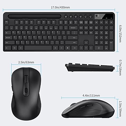 MARVO Wirelss Keyboard and Mouse Combo with Phone Holder, Full-Size, Black