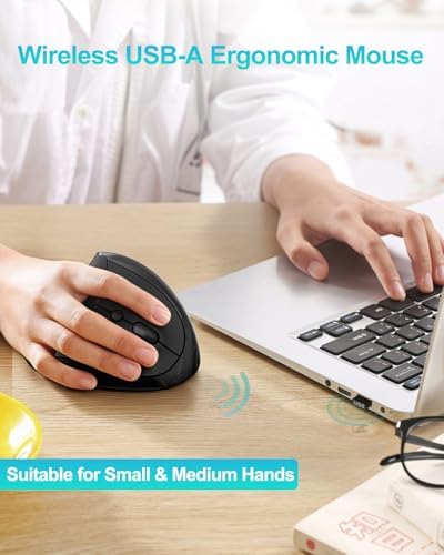 Lekvey Ergonomic Mouse, Rechargeable Wireless Mouse for Small Hands, Black