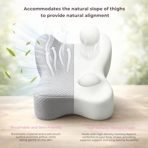Knee Pillow for Side Sleepers, Alignment Pillow for Side Sleepers, Relief Hip & Sciatica Pain, Nourial Pillow Between Legs for Pregnant Women and Seniors (Grey)