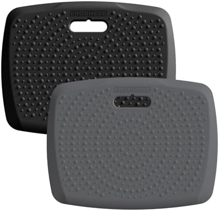 Anti Fatigue Kitchen Floor Mat Comfort Standing Mat, Portable Office Standing Desk Mat, Multi-Purpose Kitchen Rug, Built-in Handle with Massage Points Comfort Floor Mat(Black+Gray, 17" x 22")