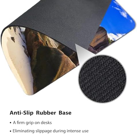 9.5x7.9 Inch Office/Gaming Mouse Pad, Tropical Beach with Lush Rocks and Crystal-Clear Waters Holiday Resort Cute Anti-Slip Mat for Desk