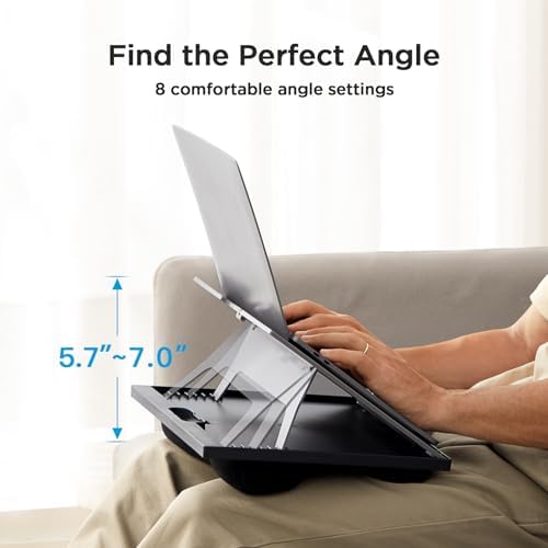 HUANUO Lap Desk with 8 Adjustable Angles – Up to 15.6" Laptop, Grey