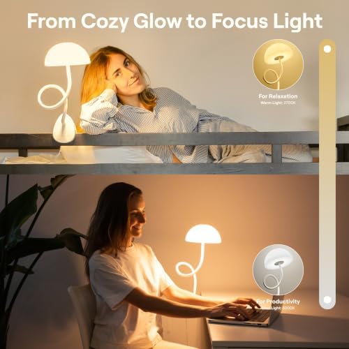 Smallish Shroommate Clip On Light for Dorm Room - 2.0 (Black)