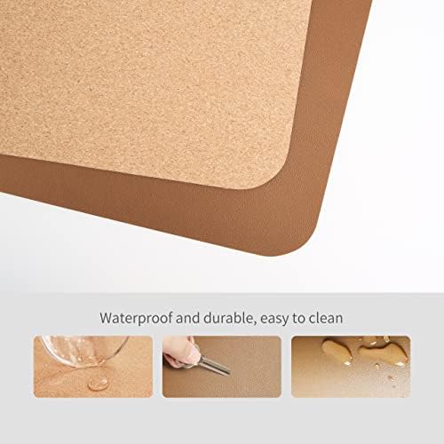 RENMTURE Dual-Sided Mouse Pad, Natural Cork & PU Leather Large Desk Pad for Office and Home Work, Desk Protector Non-Slip, Waterproof, Easy Clean (Brown, 23.6" x 13.7")