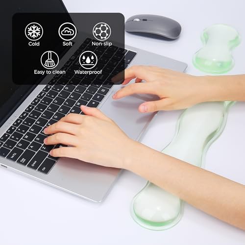 Gel Wrist Rest for Keyboard and Mouse, Wrist Rest for Keyboard, Mouse Wrist Support, Pain Relief, Cool Touch, Non-Skid, Wrist pad Set