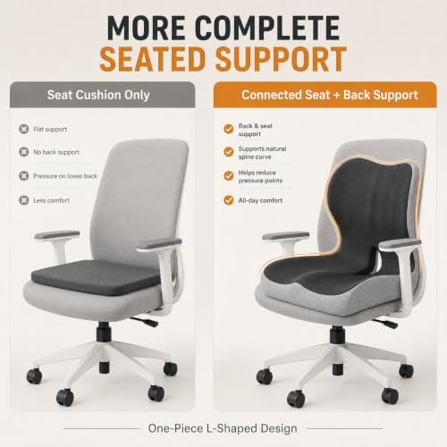 Ergonomic Memory Foam Seat Cushion for Tailbone Pain Relief, Suitable for Office Home Chair, Car and Wheelchair (Black(Oversized))