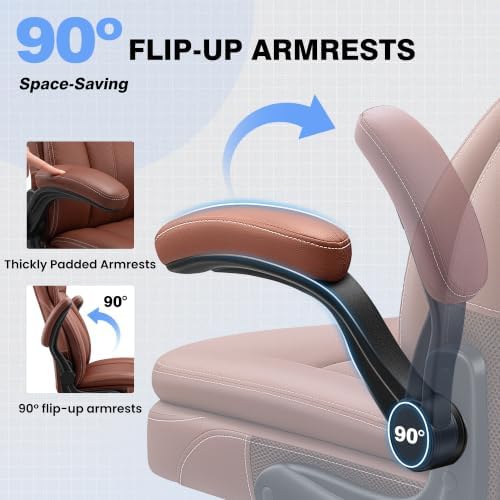Ergonomic Leather Chair, Executive High Back Office Chair, Brown