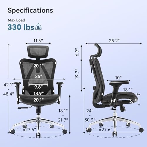 SIHOO M57 Ergonomic Office Chair, Mesh Back Desk Chair with 3D Armrests