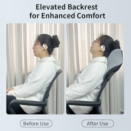 Office Chair Headrest, Adjustable Neck Support Pillow with Removable Washable Cover - Head Rest Attachment for Office Chairs and Wheelchairs, Neck Pillow for Desk Chair Napping (Grey)