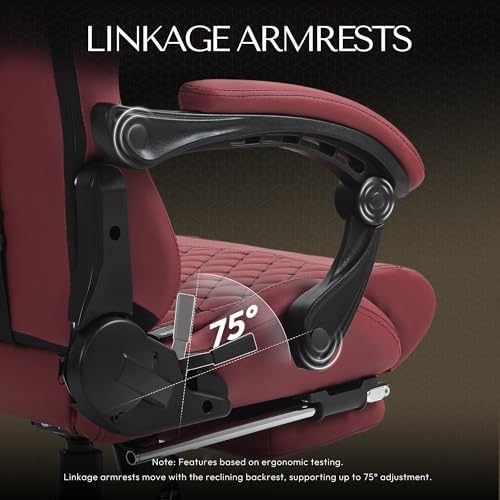 Dowinx Gaming Chair Big and Tall, Ergonomic PC Gaming Chair with Footrest & Massage, Racing Style Reclining Computer Chair for Adults, 400LBS Capacity - Heavy Duty Gamer Chair (Red)