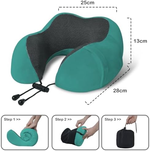 Travel Pillow, Memory Foam Neck Pillow for Traveling, U Shape Neck Pillow Airplane Portable Flight Pillow Travel Kit with 5D Contoured Eye Masks and Earplug for Plane Train Car Home Office