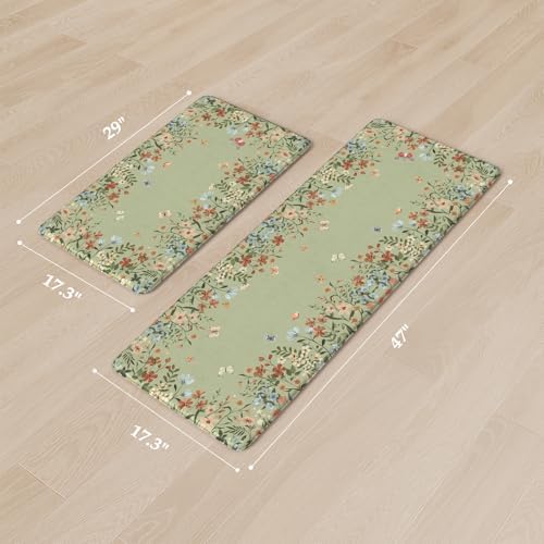 KIMODE Anti Fatigue Kitchen Mat for Floor, Butterfly Flower Kitchen Rugs