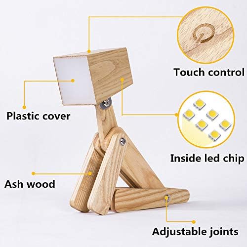 Super Cute Dog Table Lamp for Kids Room Bedroom Bedside, Wood Color