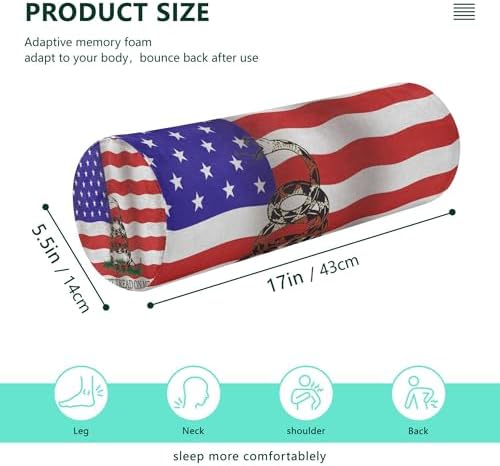Bolster Pillow Decorative Neck Roll Pillow Round Pillow for Back Cylinder Throw Pillows for Couch Neck Support America Flag USA Don't Tread on Me Patriotic Blue Red
