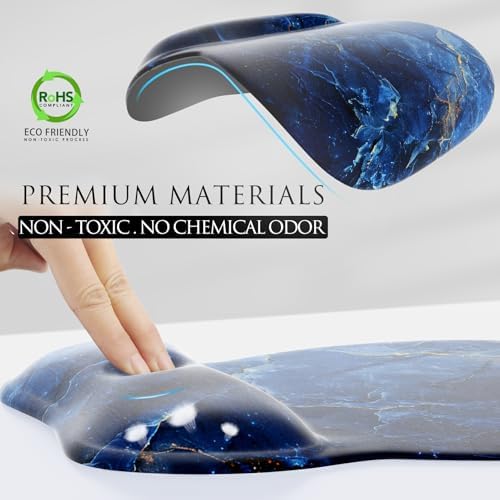 MROCO Ergonomic Mouse Pad with Gel Wrist Rest, 9.4 x 8.1 in, Ocean Marble