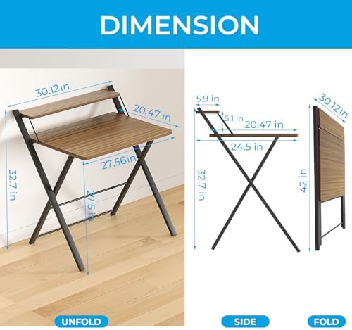 GreenForest Folding Desk No Assembly, Sturdy Computer Desk for Small Spaces