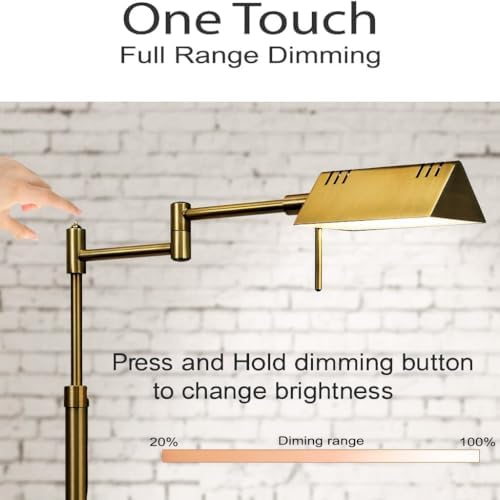 O'Bright Brook Adjustable Dimmable LED Pharmacy Floor Lamp, Antique Brass