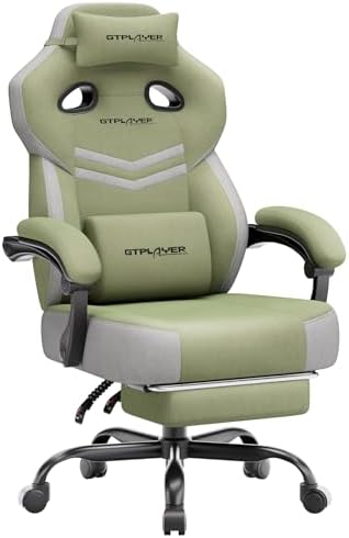GTPLAYER Big & Tall Gaming Chair, Wide Seat with Footrest, Green
