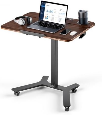 VEVOR Standing Desk, Adjustable Height Mobile Stand Up Desk with Tilting Desktop, 28.2 x 20.7 in Small Computer Sit Stand Workstation, 33 lbs Capacity, Foot Pedal Pneumatic Lift for Home, Office