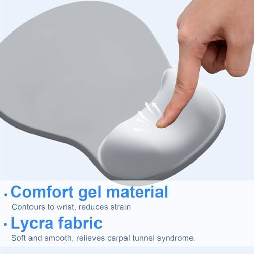 Ergonomic Mouse Pad with Gel Wrist Support, Comfortable Wrist Rest Mousepad with Non-Slip PU Base for Pain Relief, Desk, Home & Office(Grey)