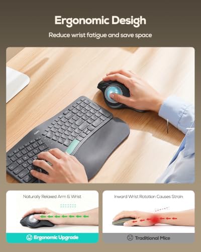 Nulea M508 Wireless Illuminated Trackball Mouse, Ergonomic Mouse with RGB Thumb Rollerball & Lighting Control Knob, Rechargeable Track Ball Mouse, Bluetooth & 2.4G USB, 4 DPI for PC/Mac/Laptop