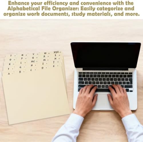 gisgfim 25 Alphabet File Guides, A‑Z Top‑Tab File Cabinet Dividers, Beige