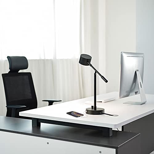 Globe Electric 52271 Aristocrat 16" Integrated LED Swing Arm Desk Lamp, Matte Black, Dimmable On/Off Rotary Switch at Base, 2.1A USB Port
