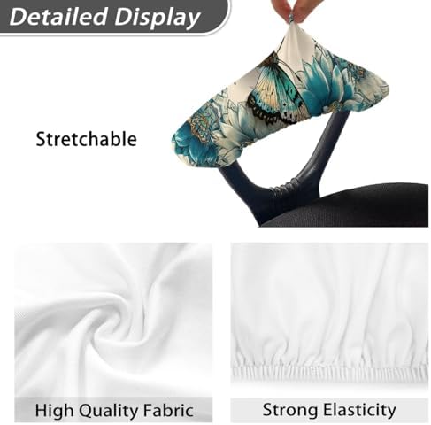 Butterfly Flower Print Office Chair Armrest Covers Set of 2 Anti-Dust Soft Comfy Computer Desk Chair Arm Covers, Home Decor, Easy to Install & Clean