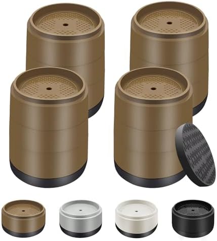 Furniture Risers Bed Risers Heavy Duty 1 inch, 2 inch, 3 inch, 4 inch Round Adjustable Bed Lifts Riser for Desk Legs Table Couch Sofa Chair Refrigerator Washing Machine (1+1+1 Inch, Brown, 4 Pack)