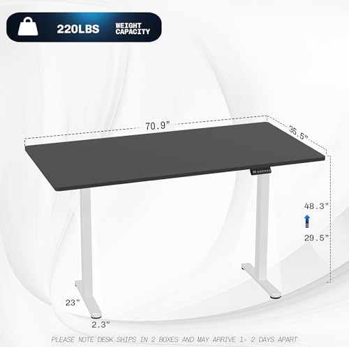 VIVO Black 71 x 36 in Standing Desk, DESK-KIT-E2W7B-36