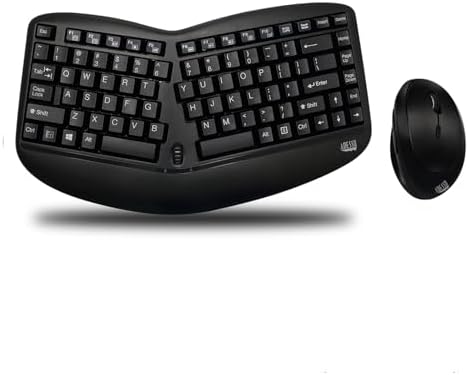 Adesso WKB-1150CB Tru-Form Wireless Ergonomic Mini Keyboard & Mouse Combo