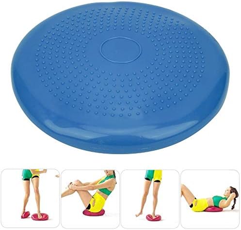 Tbest Thickened Yoga Inflatable Cushion Gym Sports Fitness Wobble Massage Balances Cushion for Core Stability and Pain Relief Home Office Use Green Blue 34cm
