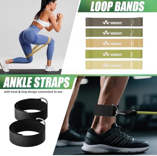 WHATAFIT Resistance Bands with Handles, 150 lb Exercise Bands Set