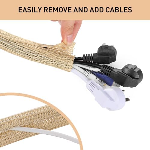 AGPTEK Cable Sleeve, 10ft - 4/5 inch Cable Management Cord Hider,Wood Color
